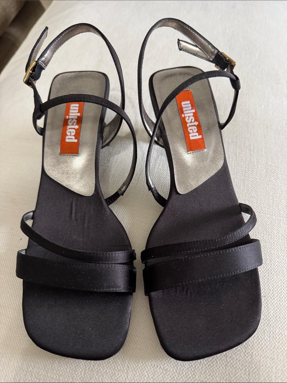 Unlisted by Kenneth Cole Black Strappy Square-Toe Heels
